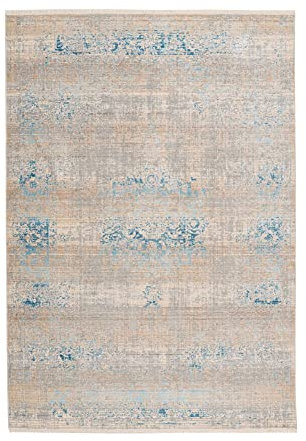Qiyano Teppich Kurzflor - Orientalischer Teppich, Pastell, Vintage, Used Look, modern, pflegeleicht, türkis rot beige - Wohnzimmer, Schlafzimmer, Esszimmer, Büro - Farbe: Türkis, Größe: 120 x 170 cm
