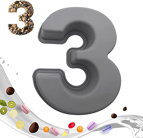 Kuchenform Zahlen Silikon Backform Zahlen 3D Numbers Cake Kuchenbackform Zahlen 3 Number Cake Backform Silikon Zahlen Geburtstag Hochzeit Jubiläum Geburtstagstorte Silikon Zahlen Backformen (Größe 3)