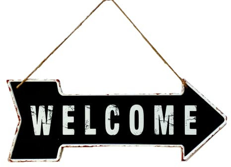 DiiliHiiri Cartel de Chapa Bienvenida — 40x15cm Original Cartel Retro De American Retro Sign Company para Bar Pub Cafeteria Garage y Taller. Decoración Letrero Vintage de los Años 50 (9543-3) BO