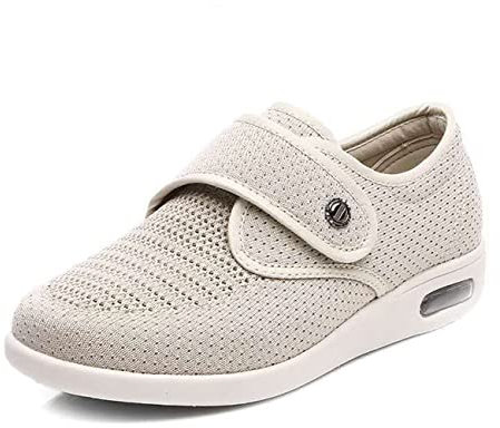 ASRJ Pantoufles Diabétiques Extra Larges pour Femmes - Arthrite des Pieds - Chaussures d'Été Respirantes Antidérapantes - Gonflées Ajustables pour Hommes et Femmes - Beige - 40 EU