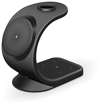 MMOBIEL Caricatore Wireless Compatibile con iPhone, Apple Watch e AirPods - Supporto per Caricabatterie Wireless 3 in 1-18W Magnetico di Ricarica Rapida Compatibile con Qi Magsafe - Nero