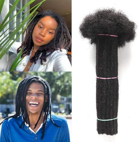 Alaleibaby Extension dreadlock in 100% veri capelli umani, 0,6 cm di spessore, 15-45 cm, per uomo/donna, fatte a mano, permanenti, possono essere tinte (1B, 40 cm (confezione da 20)