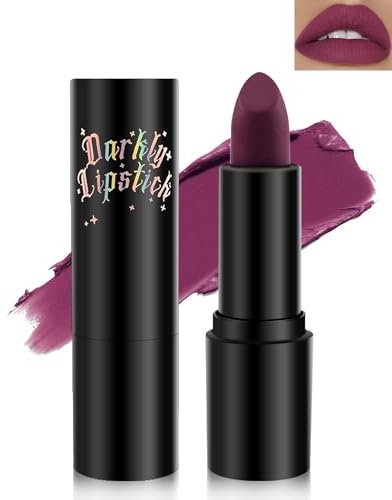 Pintalabios morado mate, mate de alta pigmentación, larga duración, suave y aterciopelado, textura fina, brillo de labios impermeable beso para fiesta, mascarada, día de San Valentín, maquillaje