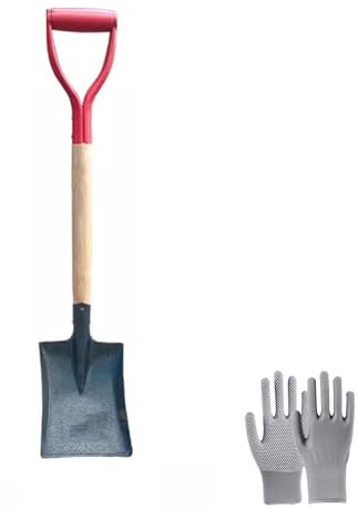 Snöspade, stor spade, spade med trähandtag, utomhusspade, jordbruks- och trädgårdsspade, byggspade, skräpspade (B)