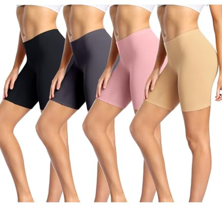wirarpa Women's Cotton Boy Shorts Underwear Long Leggings Under Shorts Anti Chafe Bloomers Multicolor 4 Pack Size 2XL