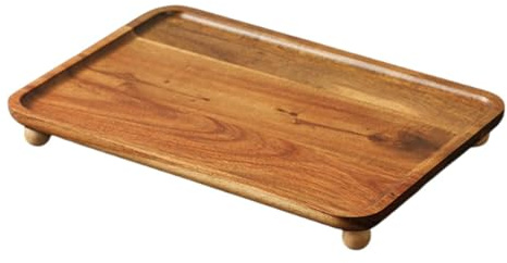 LOVIVER Stand de Pedestal de Madera Mini Elevador de Madera de Madera Bandeja de Madera Multifuncional Soporte para jabón para la Mesa de baño de, 30cm X 20cm X 3.5cm