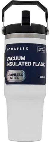 iN Stainless Steel Water Bottle with Straw 12hr Vacuum Insulated Tumbler with Straw and Lid - BPA-Free, Quencher, Spill-Proof, Hot/Cold Drinks - Dishwasher Safe (White)