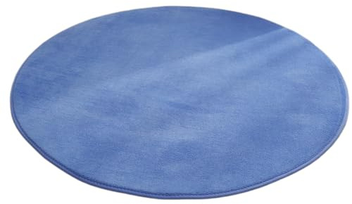 Rund matta av korallsammet, halkfri tvättbar hundmatta, sovrumsmatta, hallmatta duschmatta dörrmattor, för matsal sovrum sängmatta vardagsrum, mörkblå, 60 cm