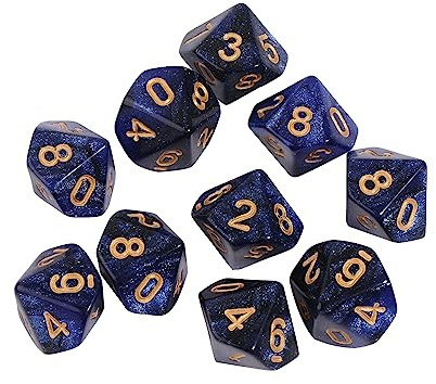 Trufolxiaz 10pcs Poliédrico Dados Dados D10 Dices RPG Dados Juego Juego Tablero Suministros Juego Tablero