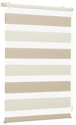 Sekey Doppelrollo Klemmfix ohne Bohren für Fenster, Zweifarbig Doppelrollo 40 cm breit, Duo Rollo Jalousie Sonnenschutz, 40x130cm, Beige & Braun