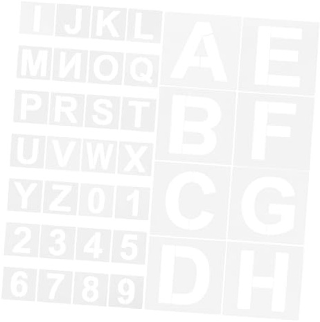 FONDOTIN 72 Pièces Lot de Pochoirs Réutilisables Plastique pour Lettres et Chiffres Stencils Alphabétiques Durables Précis et Faciles à Aligner pour Peinture Spray et Projets Créatifs DIY