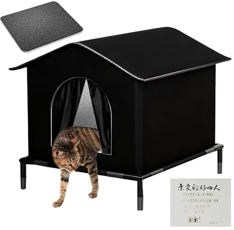 Refugio para Gatos al Aire Libre – 30 x 43 cm Aislado Impermeable con Base elevada | Caseta Exterior para Invierno, Refugio para Perros, Pollos, Animales, terraza y balcón