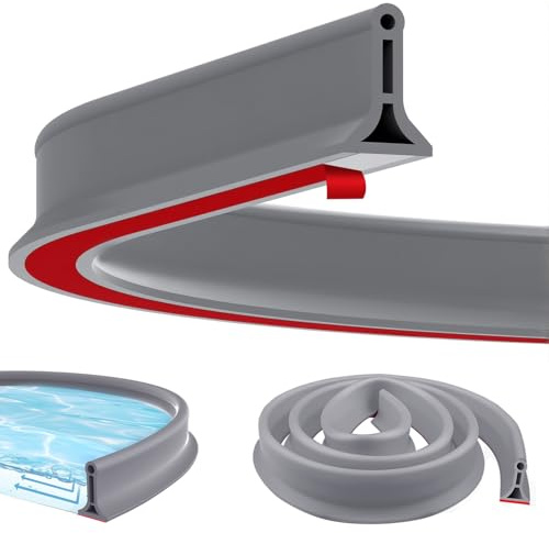 Eulihent Barriera Doccia Ferma Acqua 2M - Autoadesiva Guarnizione Doccia Sottoporta, Guarnizione Impermeabile Antimuffa per Bagno, Gomma Guarnizioni Box Doccia per Angoli Lavabo Vasca, Grigio