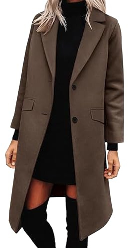 Lång Ärtkappa för Dam Långa Enkelknäppta Trenchcoats Med Hakslag Klassisk Peacoat Vinterytterkläder