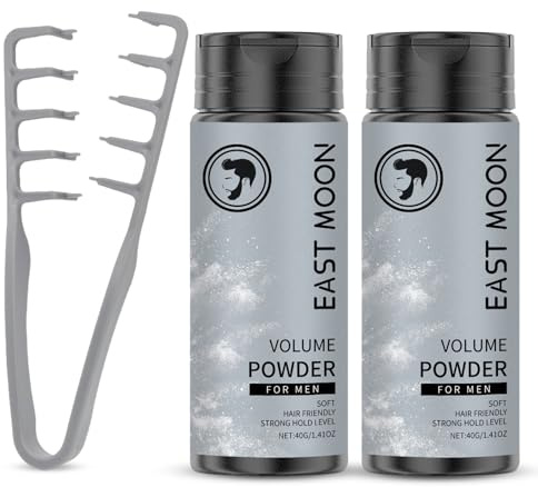 Polvere di texture per capelli maschili (2 flaconi) + Pettine per texture, Fluffy Hair Powder con effetto opaco, pettine per ricci, pettine per capelli a denti larghi volumizzante – Look naturale