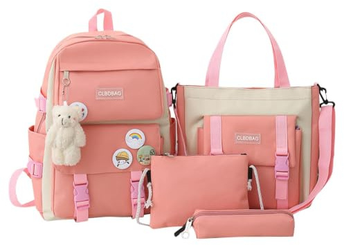 Barn bärväska Set 4st Primär skolväska Ryggsäck Set med pennfodral, Sling
