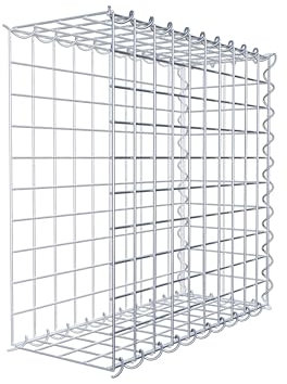 GABIONA Cesta de piedra de gavión rectangular, malla de 5 x 5 cm, profundidad de 20 cm, cesta de cultivo tipo 2, cierre de espiral, galvanizado (50 x 50 x 20 cm)