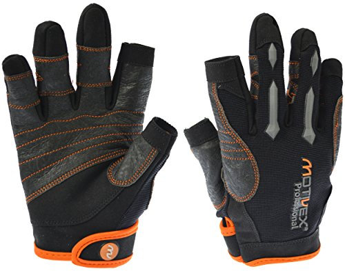 MOTIVEX® Professional Segelhandschuhe schwarz/orange, Größe M