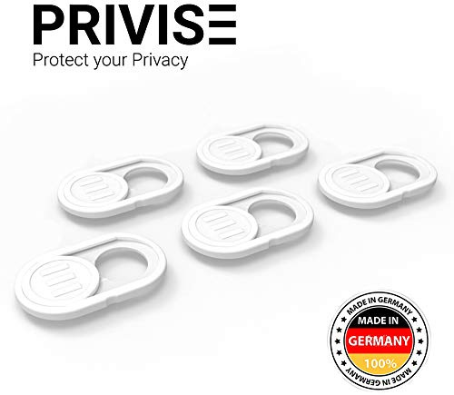 Privise Cache-Webcam 5-Pack – Ultra-Fin – Protection de la Vie Privée pour Ordinateur, Smartphone & Tablette – Adhésif Puissant – Fabrication Allemande – Blanc