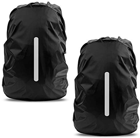 LAMA Rucksack Regenschutz wasserdichte 2 Stück Schulranzen Regenhülle mit Reflexstreifen Verstellschnalle für Wandern Klettern Camping Radfahren Reisen Outdoor Aktivitäten S 18L-25L