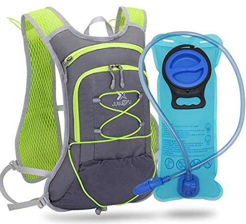 TEUEN Trinkrucksack mit Trinkblase 2L Klein Laufrucksack Joggen für Damen Herren, Leichter Laufen Rucksack 6L Fahrrad Rucksack mit Trinksystem für Trailrunning Jogging Marathon Wandern (grau)