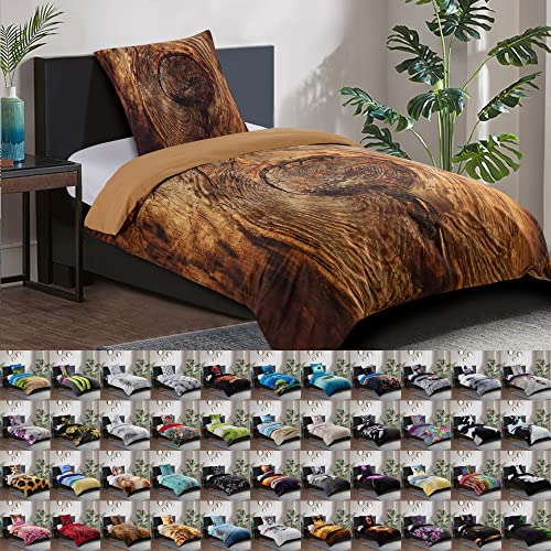 Sanilo® Bettwäsche 135x200 cm, 100% feinste Baumwolle, 2-teilig, Bettbezug, Kissenbezug 80x80cm, Oeko-TEX Zertifiziert (Rustikal, 2-teilig 135x200 cm)