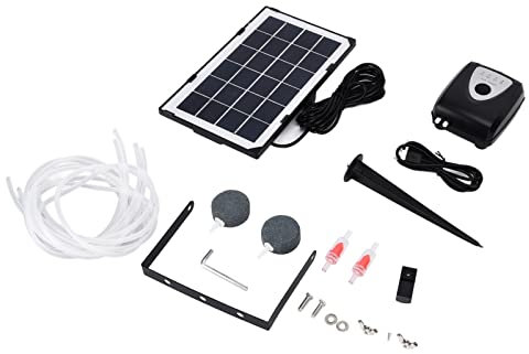 Bomba de Oxígeno Solar Bomba de Aireación de Enchufe de Tierra de Baja Presión con Tubo de Oxígeno Y Piedra de Burbujas de Aire para Tanques de Peces Estanques Aireador de Oxígeno Solar Bomba de Airea