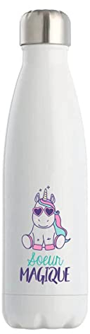 Gourde Isotherme Soeur Licorne | Bouteille Thermos 50 cl en acier inoxydable réutilisable écologique pour cadeau famille original et drôle