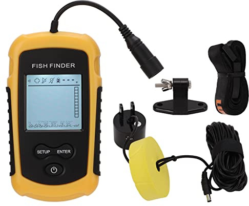 Bärbar Fish Depth Finder, Handhållen Fishfinder, Iskajakbåtsfiskeutrustning, ABS bärbar ekolod Intelligent undervattensfiskelod med sond för flodfiske