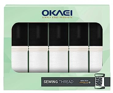 Okaei Nähgarn Set Schwarz Weiß 2 Farben Polyester Nähgarn, Nähmaschine Garn, Overlock Garn, Nähset, Nähkasten, Nähgarn, Stickgarn Set, 100 Meter.
