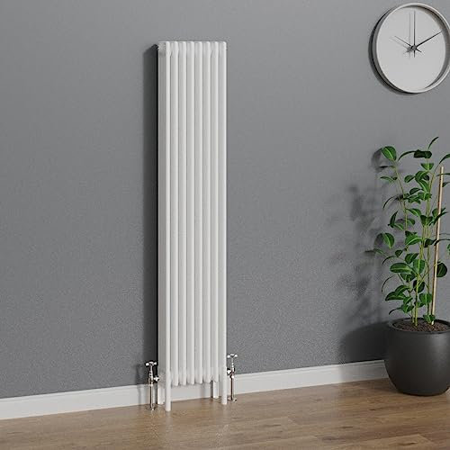 WarmeHaus Traditional Radiator 1800x380mm White Vertical 4 Column Cast Iron Radiators Central Heating Heater Rads