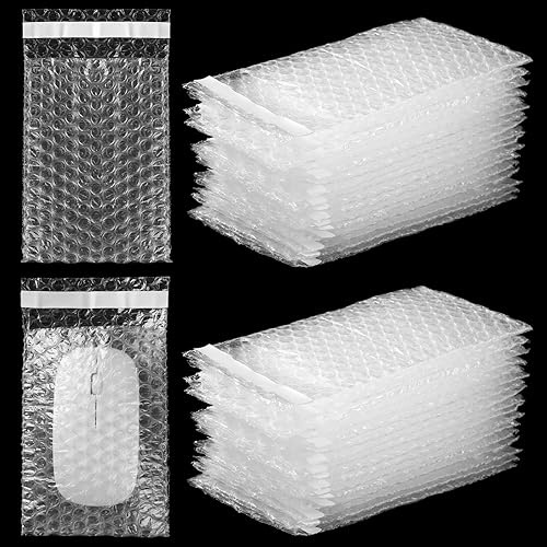 Frienda 300 Pcs Clear Self Sealing Bubble Cushion Bags Double Wall Bubble Pouch Bag Plastic Shockproof Protective Packing for Small Business Moving Shipping Packaging Storage(4 X 6)