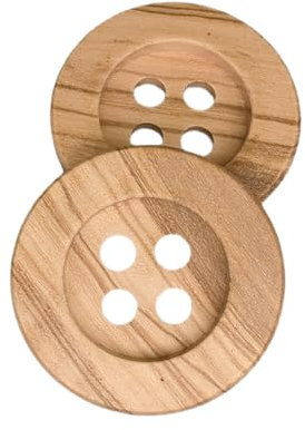 BOTIBOTON - 4 große Olivenholzknöpfe - 44 mm - Große Knöpfe für Wolle - 4 große Löcher - Hergestellt und versandt aus Spanien -