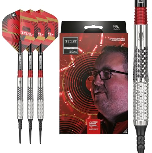 Target Darts Stephen Bunting G5 95% Tungsten Dart Set (18G), Fléchettes à Pointe Souple | Generation 5 Player Edition Darts with Pixel Tips, Professional Darts Set, Electronic Soft Tip Dart Set