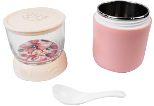 Laroal Récipient à Yaourt Isotherme et étanche, Tasse à céréales avec Couvercle et cuillère, Portable pour Le Petit-déjeuner, idéal pour Le Travail, l'école et Les Voyages