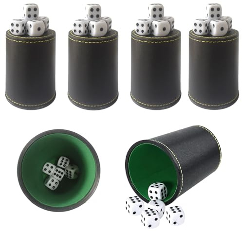 6 Pack Leather Dice Cup Set, Leather Dice Cup Set, Dice Cup, Dice Shaker Box Set, 30 Dices, for Ktv Bars Parties Entertainment Events