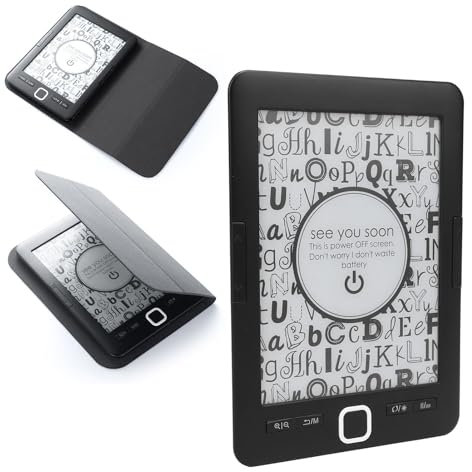 E Lector de Libros con Pantalla de 6 Pulgadas Eink | Lector de E Eye Frieny E con Caja Protectora | 8G Memoria | Brillo Ajustable | Lector de PDF de Video de Audio Portátil para