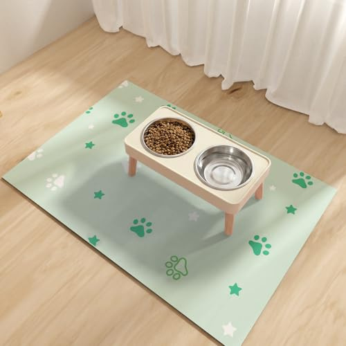 Alfombra Comedero Perro 40x60cm, Alfombrilla Absorbente para Comida y Agua de Perros, Alfombrilla de Goma para Comida de Mascotas, Alfombra para Gatos Impermeable de Mascotas