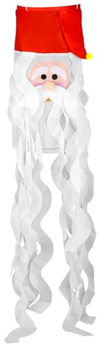 Penitue 3D Santa Claus Windsock with Little Bell, 32.7in/83cm Weather-Resistant Polyester Christmas Windsock Outdoor for Garden Yard Patio Porch Hanging Decorations