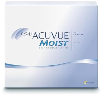 ACUVUE MOIST 1-Day Tageskontaktlinsen für empfindliche Augen & Allergiker – Tageskontaktlinsen mit -0.75 dpt und BC 9 – UV Schutz & Komfortables Tragegefühl – 90 Linsen