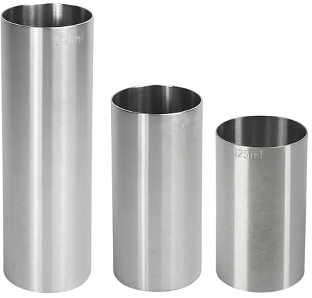 bar@drinkstuff Stainless Steel Thimble Wine Measures 3 Piece Bundle Set 125ml, 175ml & 250ml CE