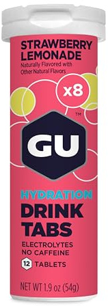 GU Brew Hydration Drink Tabs (Elektrolyt-Brausetabletten), Strawberry Lemonade(Erdbeer-Limonade), 8er Pack