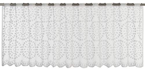 Elbersdrucke Circolo 00 198411 - Tenda da bistrot bianca trasparente, 45 x 160 cm, tenda corta per finestra della cucina, schermo privacy 198411