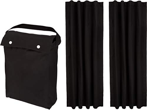 Amazon Basics Portable Energy Saving Noise Reducing Blackout Curtain Shade with Suction Cups, Fits Windows, 50W x 78L, Black, 2-Pack