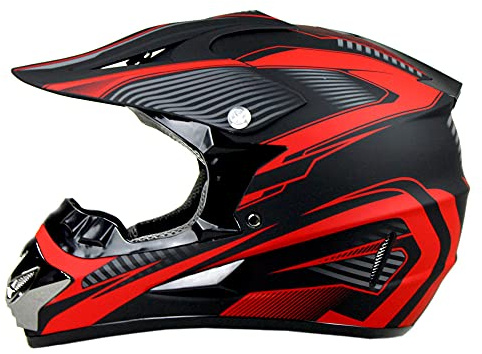 Woljay Casque de Moto de Motocross Casques Tout-Terrain VTT Tout Terrain Une - 3 Cadeaux (Small, Rouge)