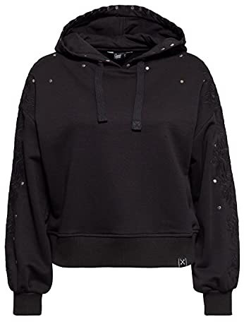 Queen Kerosin Damen Hoodie | Boyfriend Fit | Stickereien | Nieten Rose Face