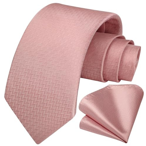 HISDERN Corbatas para Hombre de Boda Modernas Houndstooth Conjunto Corbata y Pañuelo Clásico de Business