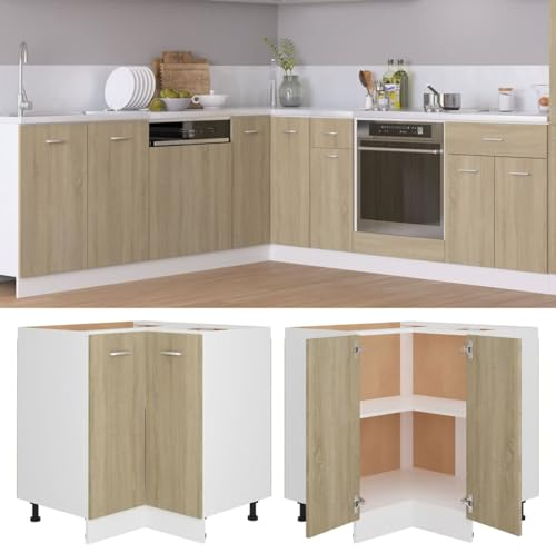 CIADAZ Eckunterschrank, Eckschrank, Winkelküche, Küchen Eckschrank, Küchen Schränke Einzeln, Kitchen Cabinets, Küchenschrank, Sonoma-Eiche 75,5x75,5x80,5 cm Spanplatte