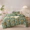 Ruccit Green Floral Duvet Cover Set Double 100% Cotton Duvet Cover Double Bed 3pcs Garden Yellow White Flowers Bedding Set with Zipper Closure Corner Ties-Soft,Durable,Easy Care
