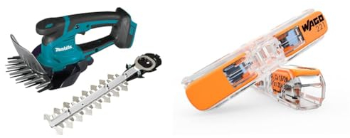 Makita DUM604ZX Akku-Grasschere 18V (ohne Akku, ohne Ladegerät) & WAGO Klemme, 2-Leiter, 4 mm², Durchgangsverbinder mit Hebel, Transparent, 221-2411 (60 Stück)